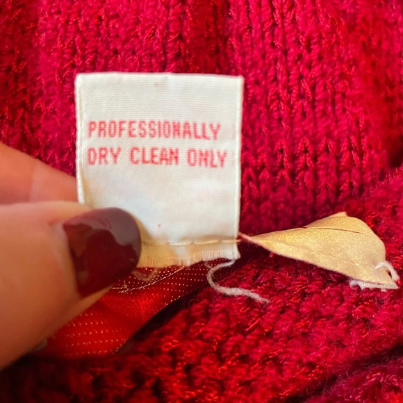 Vintage 80s Sheila Raymond Red Wool Blend Boat Neck Sweater Size L Retro Classy - Picture 9 of 11